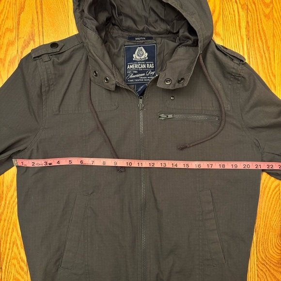 American Rag Men’s Dark Gray 100% Cotton Hooded Jacket Size Medium - Picture 11 of 13